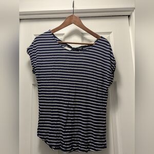 Navy/white striped tie-back T-shirt size small